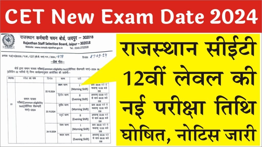 CET 12th Level New Exam Date 2024