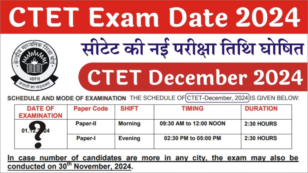 CTET Exam Date 2024