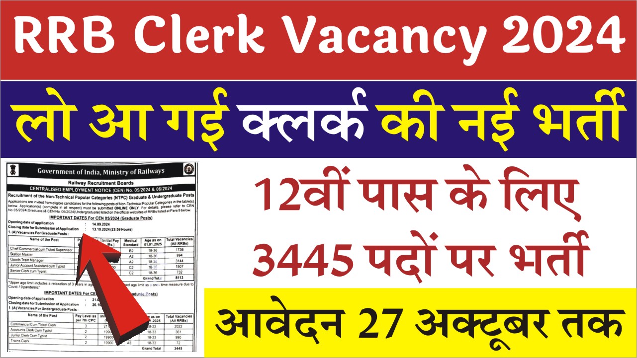 RRB Clerk Vacancy 2024