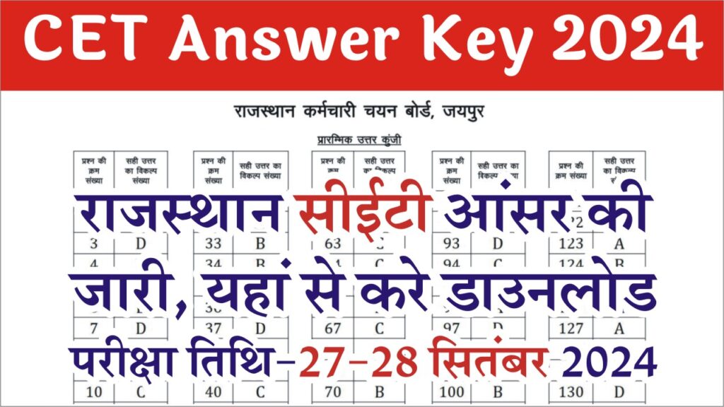 RSMSSB CET Answer Key 2024