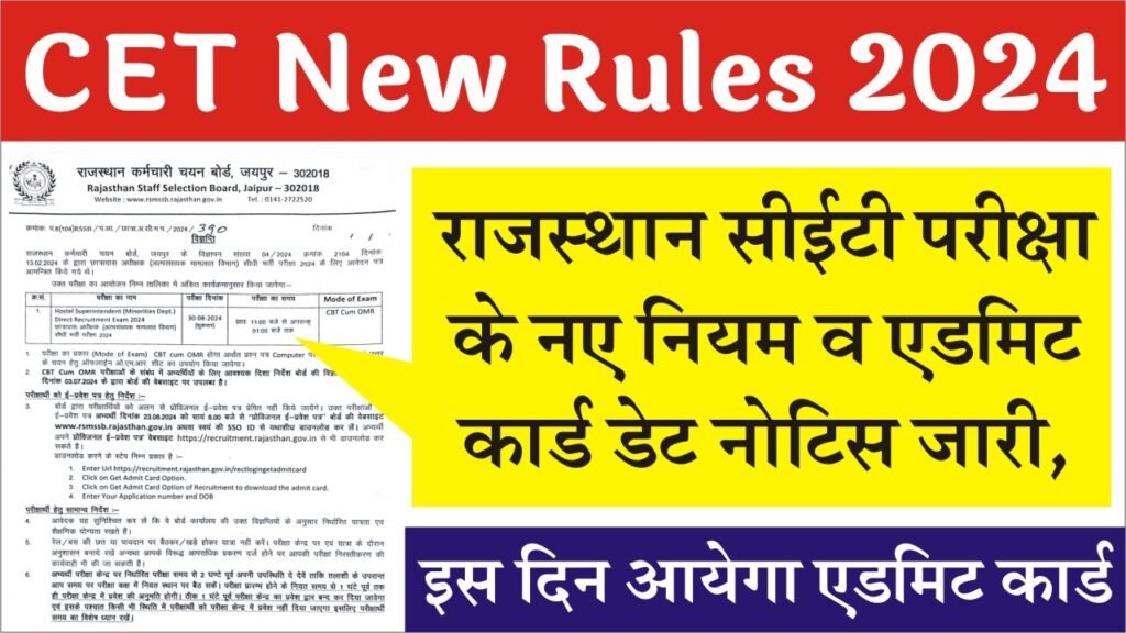 RSMSSB CET Exam Rules 2024