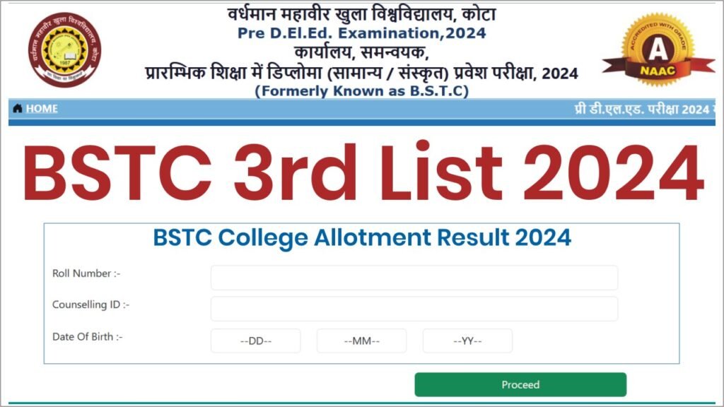 Rajasthan BSTC 3rd List 2024