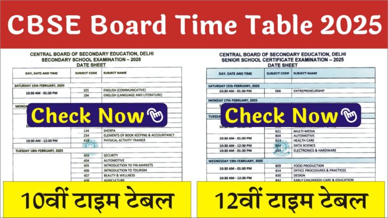 CBSE Board Time Table 2025