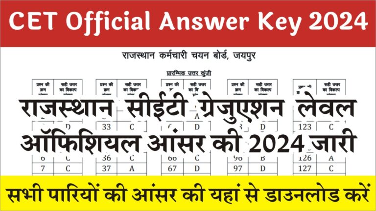 CET Official Answer Key 2024