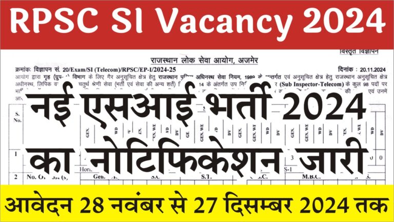 RPSC SI Vacancy 2024