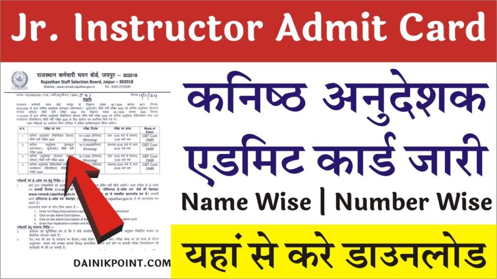 RSMSSB Instructor Admit Card 2024