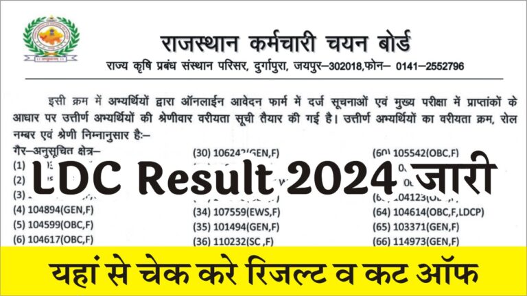 RSMSSB LDC Result 2024