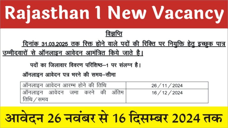 Rajasthan 1 New Vacancy