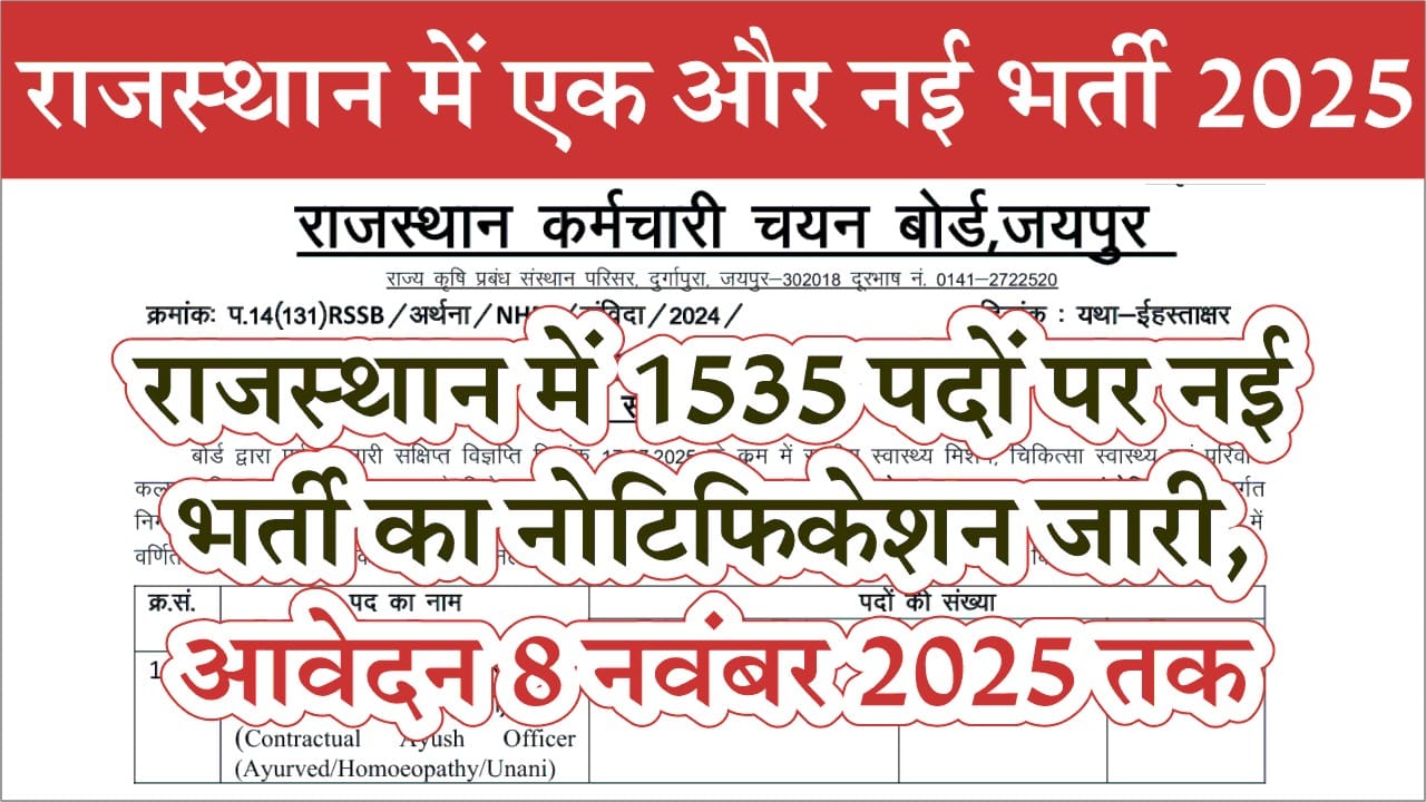 RSSB Ayush Officer Vacancy 2025