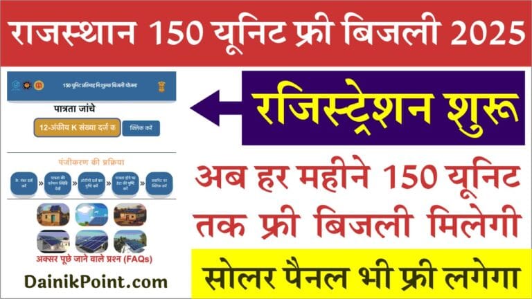Rajasthan 150 Unit Free Bijli Yojana 2025